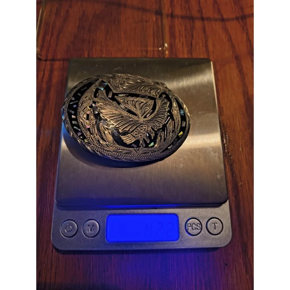 Vintage Mexican Engraved Sterling Silver Bird Buckle